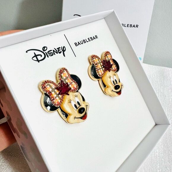 Baublebar Disney Earrings Minnie Mouse Maple Leave New - Picture 3 of 5